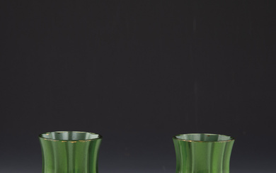 Pair of Vases ''green Metallin'' Loetz Wwe., Klostermühle, ca. 1905 Colourless,...