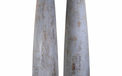 Paire de colonnes de porche en demi cercle en bois colonial américain du 19ème siècle.