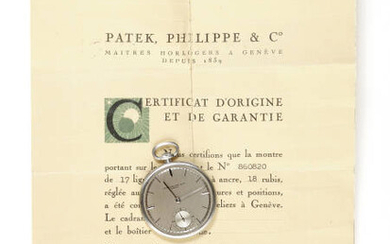 Patek Philippe Montre de poche extra plate Vers 1939 Boitier...