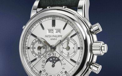 Patek Philippe, Ref. 5004A One of only 6 stainless steel reference 5004s to be sold at auction, with original factory seal, box and certificate
