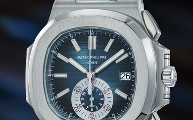 Patek Philippe, Ref. 5980/1A-001 A fine, barely worn and attractive stainless steel flyback chronograph wristwatch with date, bracelet, original certificate and presentation box