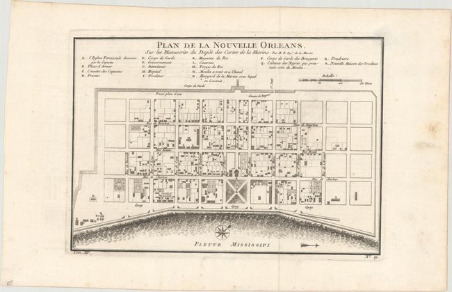 "Plan de la Nouvelle Orleans, sur les Manuscrits du Depot des Cartes de la Marine", Bellin, Jacques Nicolas