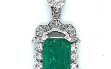 Platinum AGL Certified Emerald & Diamond Pendant