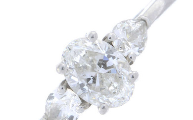 Platinum diamond three-stone ring