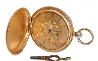 Pocket watch saboneta J.R. LOSADA. London, n.14024. In silver plated in 18kts gold. Circular case