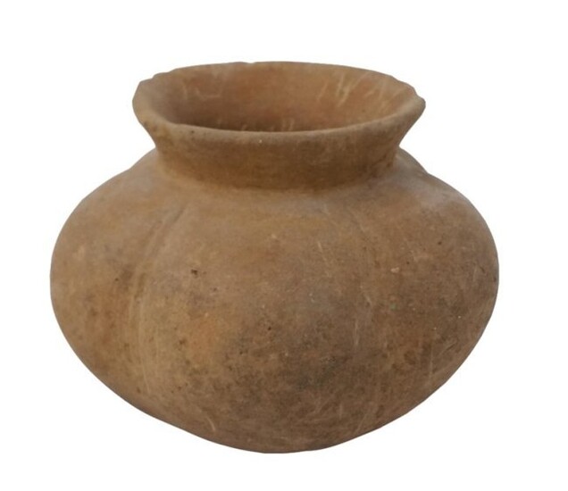 Pre-Columbian Bulbous Clay Pottery Vessel