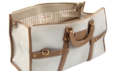 Property of a Lady Louis Vuitton A cotton linen travel bag/...