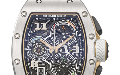 RICHARD MILLE. AN EXTREMELY RARE TITANIUM AUTOMATIC FLYBACK CHRONOGRAPH WRISTWATCH...