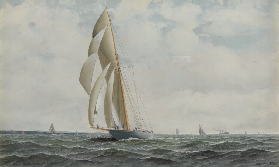 Racing Yacht in New York Harbor, Antonio Jacobsen
