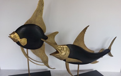 Regency stijl Angel fish - Merlin fidhi - Frederick Cooper - Sculpture, Merlin - angel fish 1970 - 60 cm - Brass - 1970