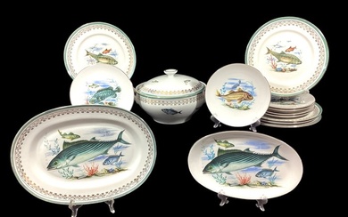 Richard Ginori & Korock - Fish serving set (15) - Porcelain