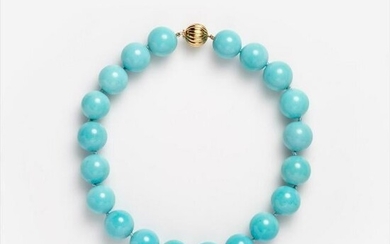 Robins Egg Blue Turquoise Bead Necklace, 18k