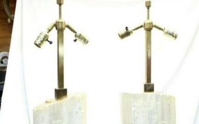 Rock Lamps ,Solid Selenite The pair Custom design Brass
