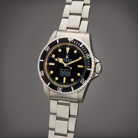 Rolex Reference 5512 Submariner | Retailed by Tiffany & Co.: A stainless steel automatic wristwatch with bracelet, Circa 1976 | 零售商為蒂芙尼：勞力士 型號 5512 Submariner 精鋼自動上鏈鍊帶腕錶，製作年份約 1976