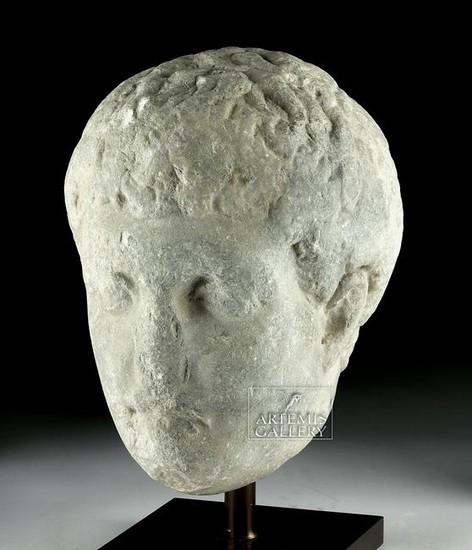 Roman Marble Head of a Male Youth