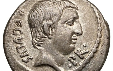 Roman Republic (Imperatorial). L. Livineius Regulus, 42 BC. AR Denarius,Rom, Sella Curulis