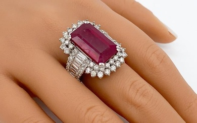 Ruby And Diamond Cocktail Ring, 18k White Gold