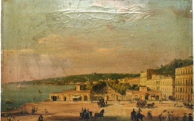 SALVATORE CANDIDO (act. 1823-1869) PEINTURE À L'HUILE SUR CANVAS D'UNE SCÈNE NEOPOLITAINE, représentant une Villa...