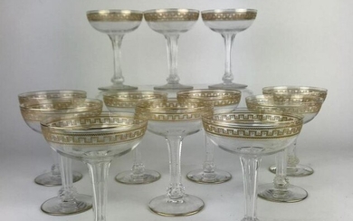 SET OF 12 ST LOUIS GILT CHAMPAGNE GLASSES