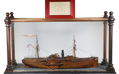 'STAR OF THE WEST' SHIP MODEL BY SHIP'S CARPENTER, NEW YORK, CIRCA 1860, FIRST SHOTS OF CIVIL WAR WERE FIRED AT THIS SHIP