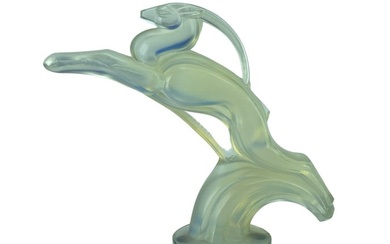 Sabino, Paris - Figurine - Sabino French JUMPING GAZELLE Art Glass Opalescent Signed Sabino Paris - Glass