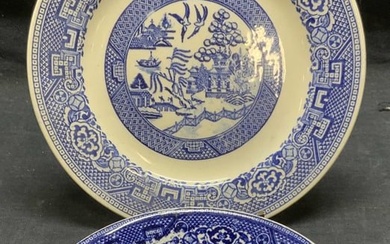Set 3 HOMER LAUGHLIN Ceramic Blue Willow Plates