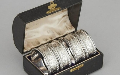 Set of Four English Silver Napkin Rings, Jones &