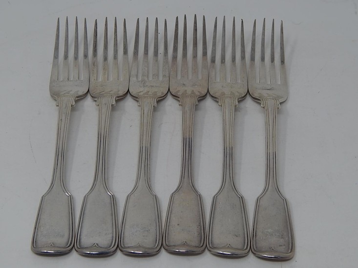 Set of Six Heavy Gauge Victorian Silver Dessert Forks, Hallm...
