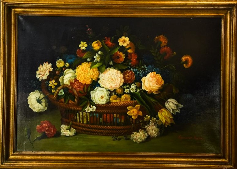 Signed Floral Still Life Oil Painting