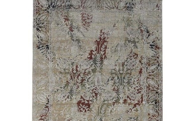 Silk With Oxidized Wool Broken Tulip Design
