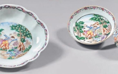 Small tray, cup and saucer in china.