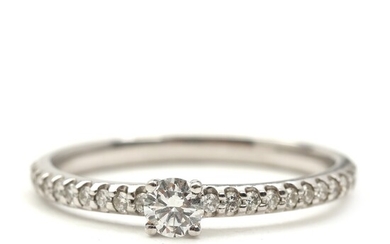 SOLD. Smykkekæden: Diamond ring set with numerous brilliant-cut diamonds totalling app. 0.29 ct., mounted in...