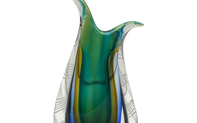 Sommerso Latticino Art Glass Vase Flavio Poli
