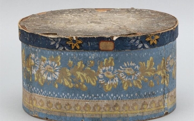 OVAL BANDBOX 19th Century Floral and foliate decoration....