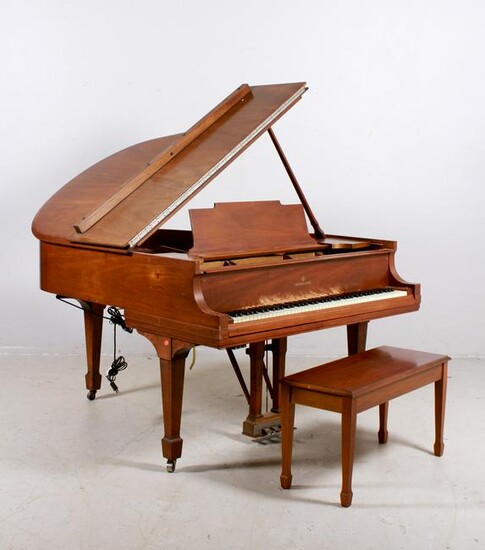 Steinway and Sons walnut baby grand piano w/ bench