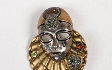 Sterling Silver Pagliacci Clown Pin.