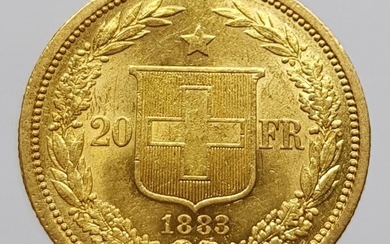Switzerland - 20 Francs 1883 Helvetia - Gold