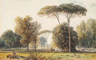 T. ENDER (1793-1875), Italian parkland, around 1820, Watercolor