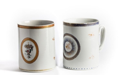 TWO CHINESE EXPORT PORCELAIN MUGS, EARLY 19TH CENTURY, each...