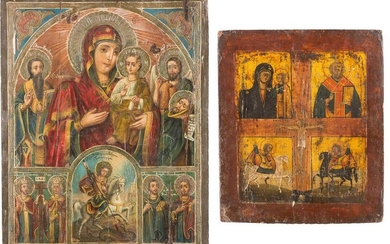 TWO LARGE ICONS: AN ICON SHOWING THE HODIGITRIA MOTHER