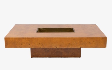 Table basse en bois racine et cuivre design Jean Charles Table basse en bois et...