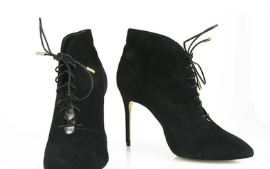 Ted Baker Black Suede Leather Lace Up Ankle Booties