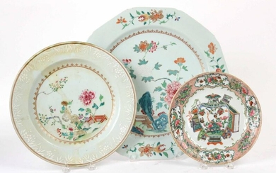 Three Chinese Porcelain Rose Medallion Plates