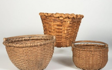 Three Splint Oak and Hickory Baskets