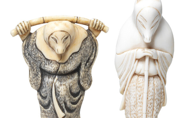 Three ivory figure netsuke