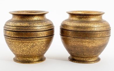 Tiffany Studios Gilt Bronze Urns, Pair