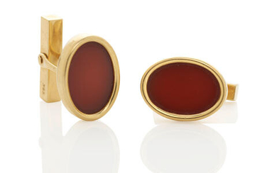 Tiffany & Co.: Pair of Gold and Carnelian Cufflinks