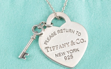 Tiffany & Co. Sterling Return to Tiffany Heart Tag with Key Necklace