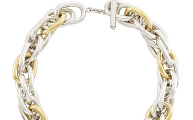 Tiffany & Co. Sterling Silver and Gold Link Necklace with Toggle Clasp