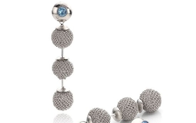Tove Rygg - 925 Silver, rhodiniert - Earrings, Two in one: earrings and earrings aquamarine